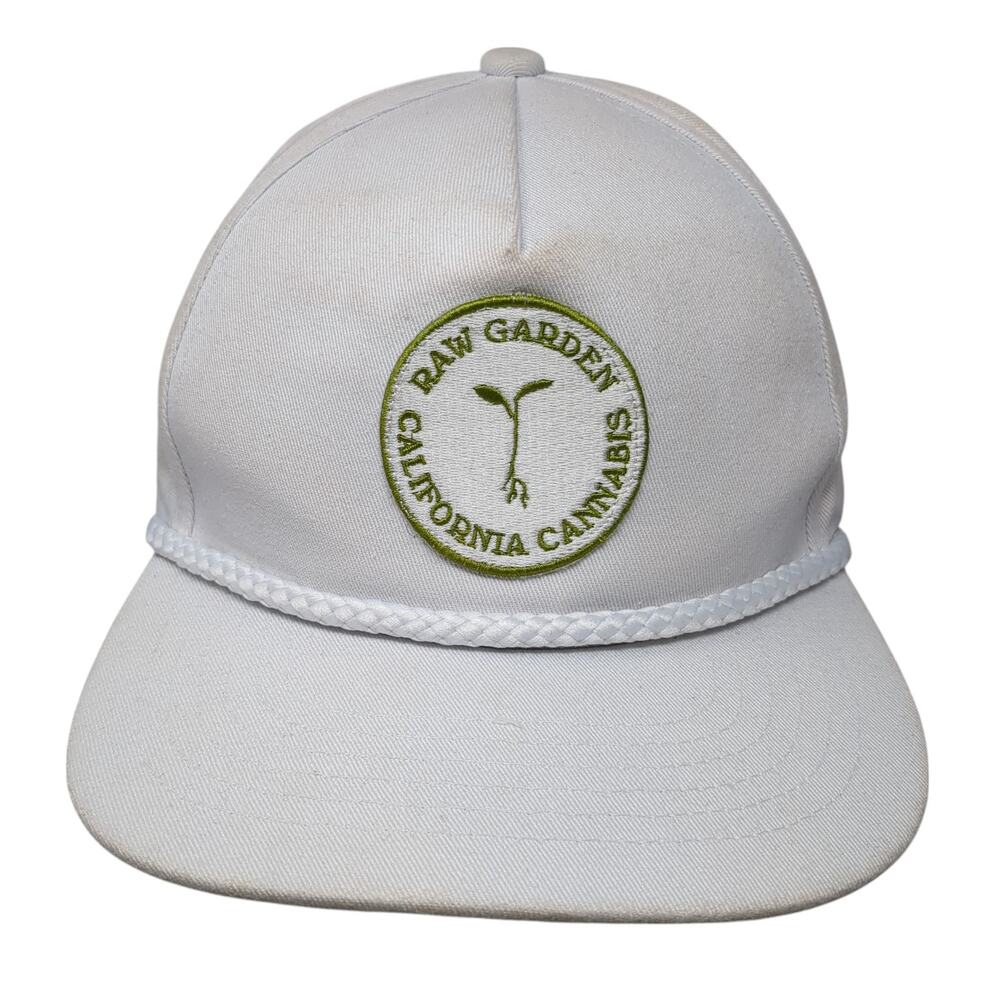 Raw Garden California Cannabis Snapback 5 Panel Cap White One Size Academy Fits